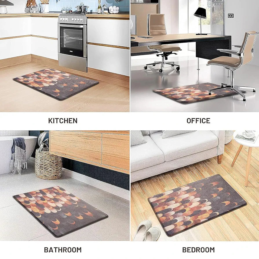 Luxe Home Columbo Anti-Fatigue Kitchen Mat - 45x75 cm Non-Slip Cushioned Comfort Mat - Stylish Feather Pattern Standing Desk Mat - Waterproof and Easy to Clean for Home and Office